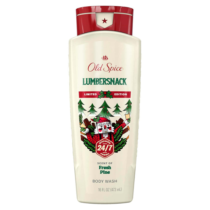 Body Wash for Men, Holidudes Holiday Edition, 24/7 Holiday Freshness, Lasting Scent and Rich Lather, Stocking Stuffer, Lumbersnack with Fresh Pine Scent, 16 Oz