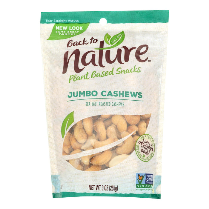 Back To Nature Cashew - Sea Salt Roasted Jumbo - Case Of 9 - 9 Oz.