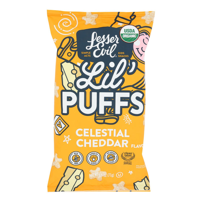 Lesser Evil - Little Puff Organic Non-dairy White Cheddar - Case Of 5-2.5 Ounces