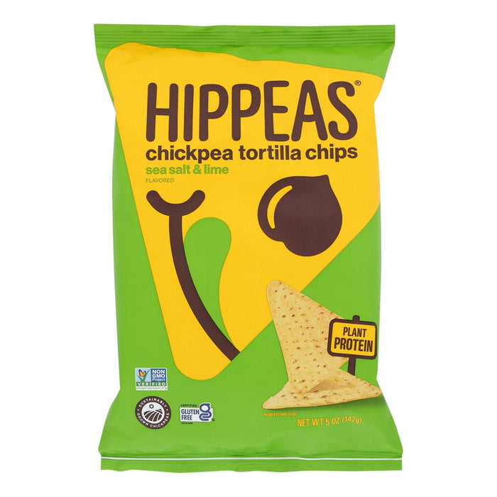 Hippeas - Tortilla Chips - Chickpea Snacks - Sea Salt & Lime - Case Of 12 - 5 Ounces