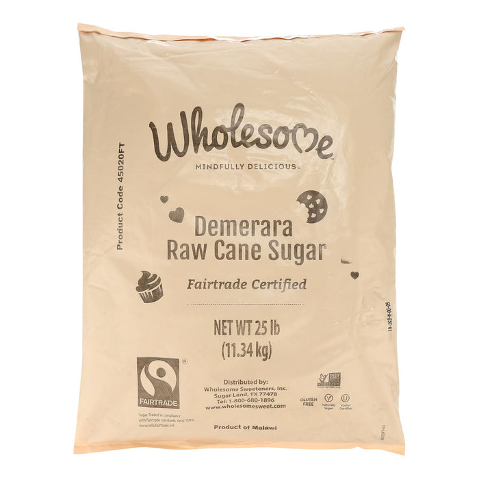 Wholesome Sweeteners Turbinado Sugar Raw Cane Sugar - Single Bulk Item - 25lb