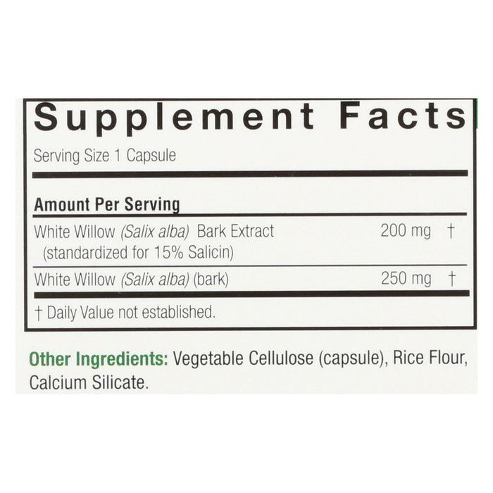 Nature's Answer - White Willow Bark Standardized - 60 Vcaps