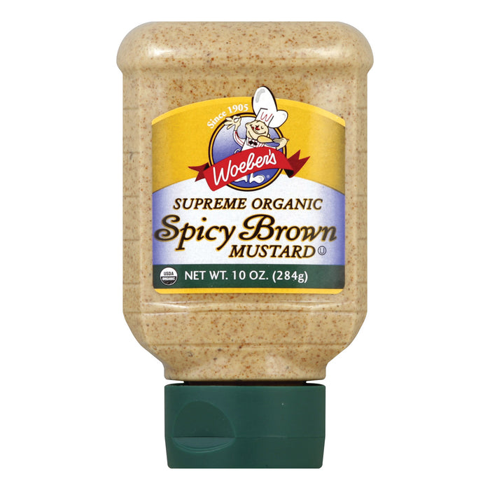 Woeber's Supreme Organic Spicy Brown Mustard - Case Of 6 - 10 Oz.