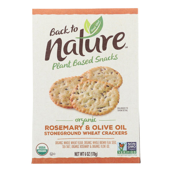 Back To Nature Crackers - Rosemary And Olive Oil Stoneground Wheat - Case Of 6 - 6 Oz.
