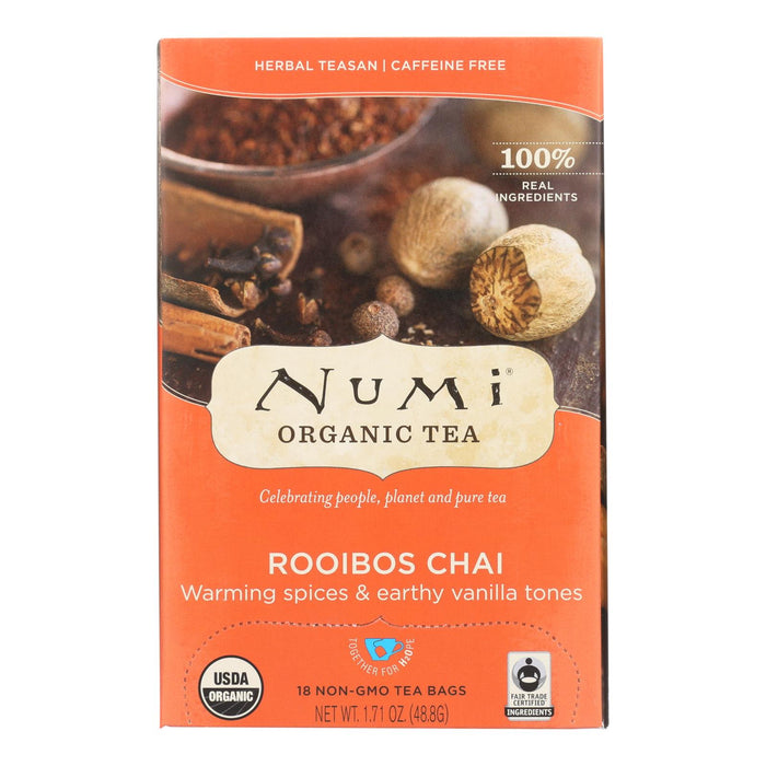 Numi Tea Organic Herbal Tea - Rooibos Chai - Case Of 6 - 18 Bags