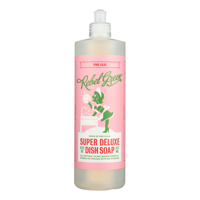 Rebel Green - Liquid Dish Soap - Pink Lilac - Case Of 4 - 16 Oz.