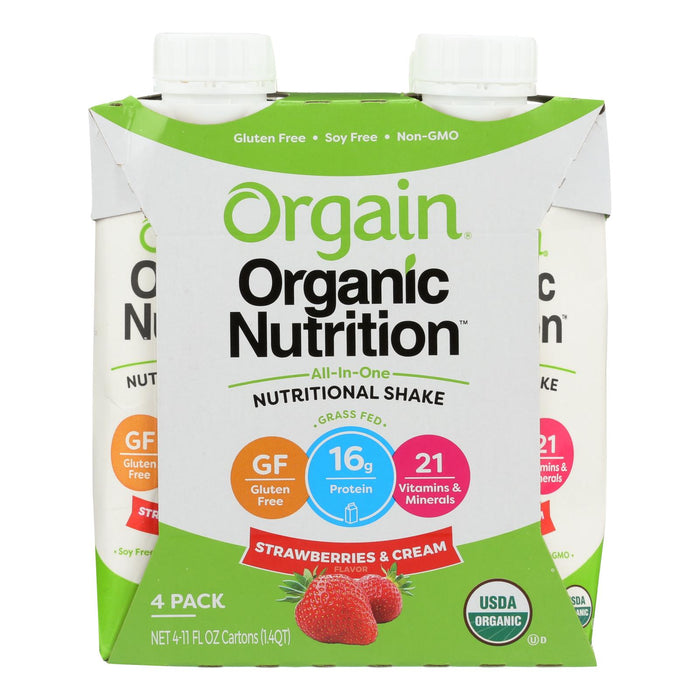 Orgain Nut Shake - Organic - Strawberry & Cream - Case Of 3 - 4/11 Fl Oz