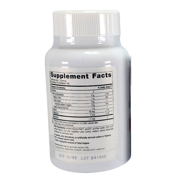 Nordic Naturals Melatonin Gummies Zero Sugar 1.5mg Raspberry 60ct EXP 10/25