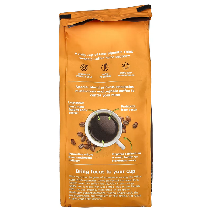 Case of 8 Four Sigmatic Lion's Mane & Yacon Coffee, Whole Bean, 12oz Each (Exp 06/2026)