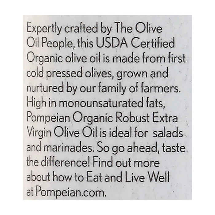 Pompeian Organic Extra Vigin Olive Oil - Case Of 6 - 16 Fz