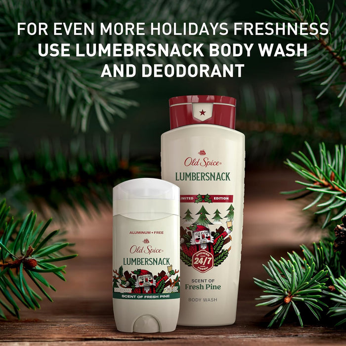 Body Wash for Men, Holidudes Holiday Edition, 24/7 Holiday Freshness, Lasting Scent and Rich Lather, Stocking Stuffer, Lumbersnack with Fresh Pine Scent, 16 Oz