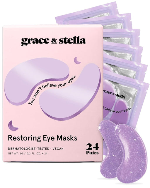 Retinol under Eye Patches for Puffy Eyes & Dark Circles - Restoring Gel under Eye Masks with Hyaluronic Acid - Christmas Gifts for Teens, Birthday Gifts for Women (Purple, 24 Pairs)