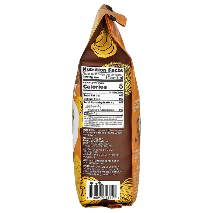 Case of 8 Four Sigmatic Lion's Mane & Yacon Coffee, Whole Bean, 12oz Each (Exp 06/2026)