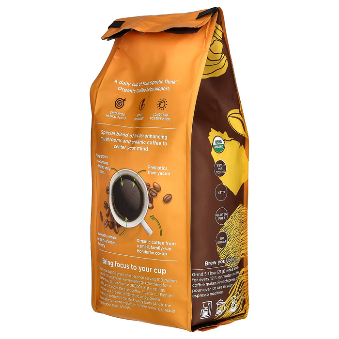 Case of 8 Four Sigmatic Lion's Mane & Yacon Coffee, Whole Bean, 12oz Each (Exp 06/2026)