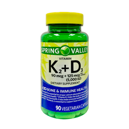 Case of 12 - Spring Valley Vitamin K2+D3, 90 Count (Exp 01/2026)