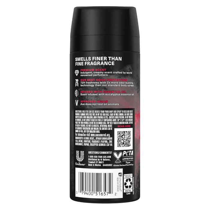Axe Deodorant Body Spray Cherry Spritz Fine Fragrance Aluminum Free 4.0 oz