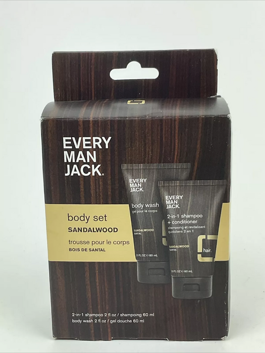 Every Man Jack Sandalwood Body Set Shampoo & Body Wash Travel Size
