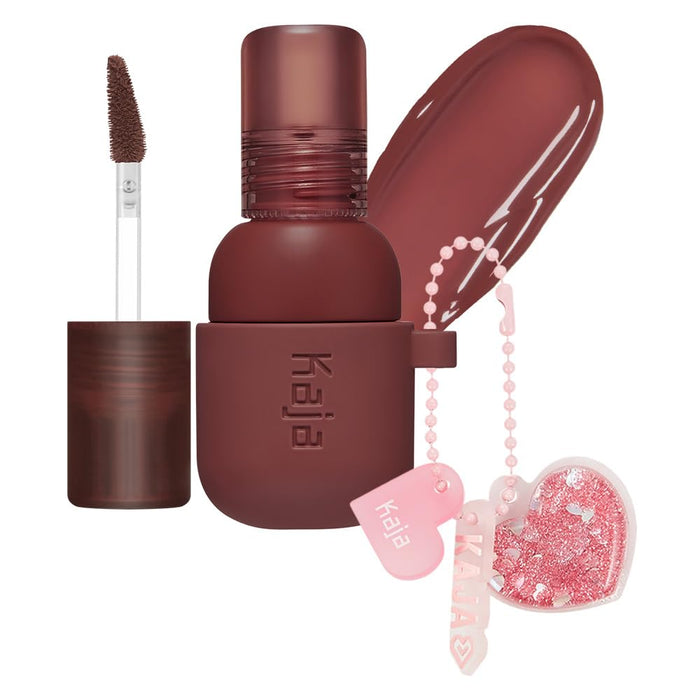 Kaja Lip & Blush Glazed Keychain Stain - Jelly Charm 06 Mocha Glaze | with Triple Berry Complex, Lemon Fruit Extract & Olive Squalane, Hydrating, Long Lasting Lip Tint