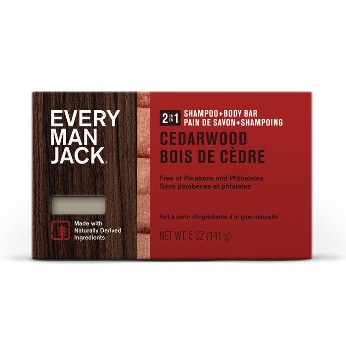 Every Man Jack Cedarwood 2 In 1 Shampoo And Body Bar, 5 Oz