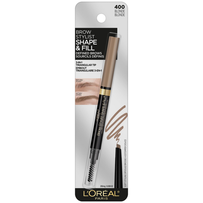 L'Oreal Paris Brow Stylist Shape & Fill Mechanical Eye Brow Makeup Pencil, Blonde, 0.008 oz.