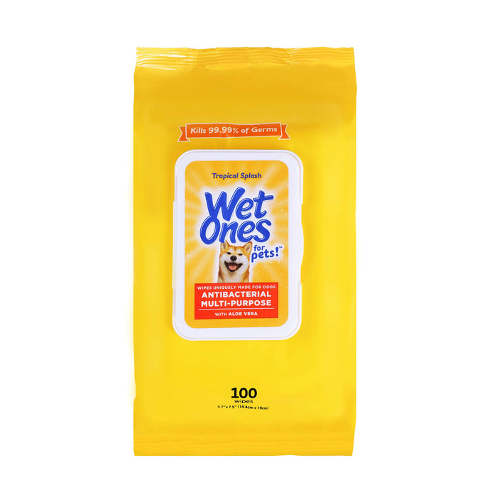Wet Ones for Pets Dog Wipes with Aloe Vera Tropical Splash Scent 100 Count