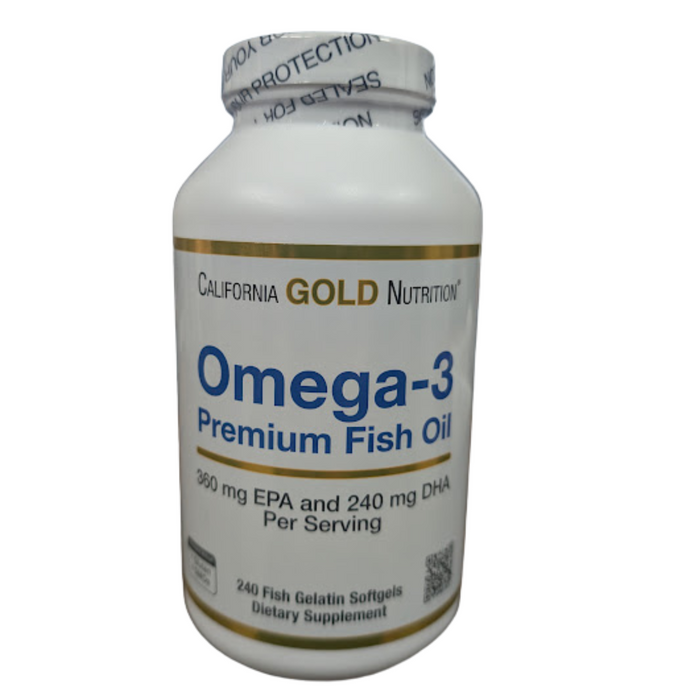 California Gold Nutrition Omega-3 Fish Oil 240 Softgels EPA DHA TG Formula (Exp 03/2028)