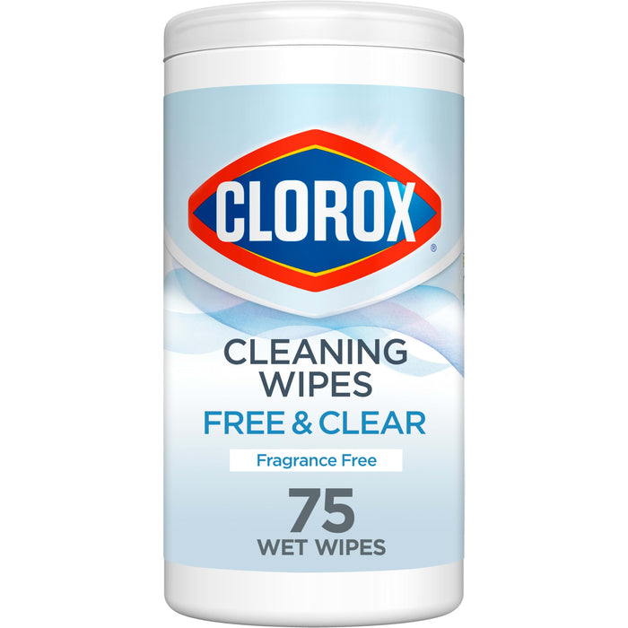 Clorox Free & Clear Cleaning Wipes Fragrance Free 75 Count Plant-Based Fibers