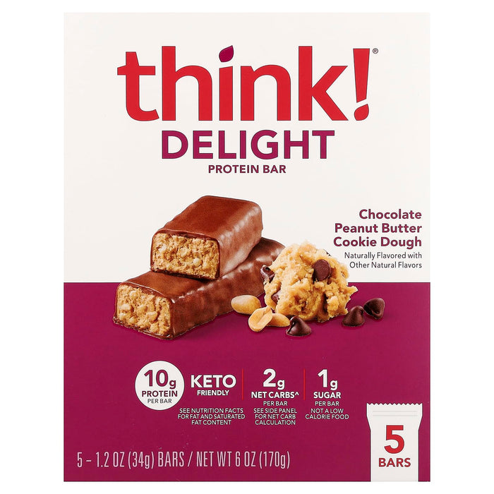 think! Delight Peanut Butter Cookie Dough Bars 5 Count (Exp 07/2025)