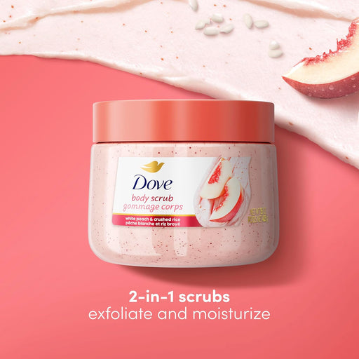 White Peach & Crushed Rice Body Scrub Exfoliates and Deeply Nourishes for Smooth, Radiant Skin 15 Oz
