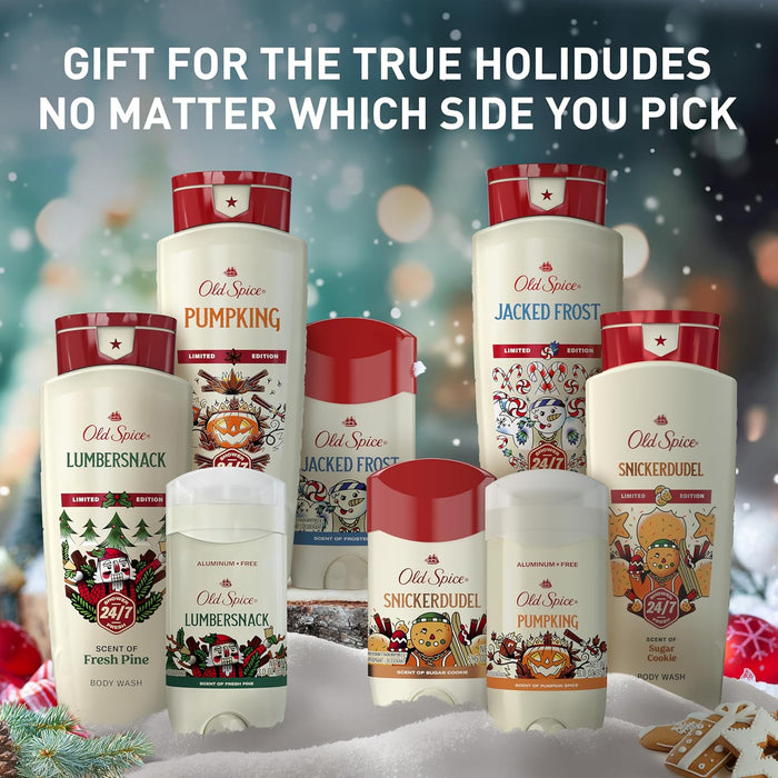 Body Wash for Men, Holidudes Holiday Edition, 24/7 Holiday Freshness, Lasting Scent and Rich Lather, Stocking Stuffer, Jacked Frost Frosted Mint Scent, 16 Oz