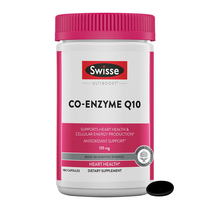 Swisse CoQ10 Supplement 135mg 180 Softgels Antioxidant Support Exp 07/2026