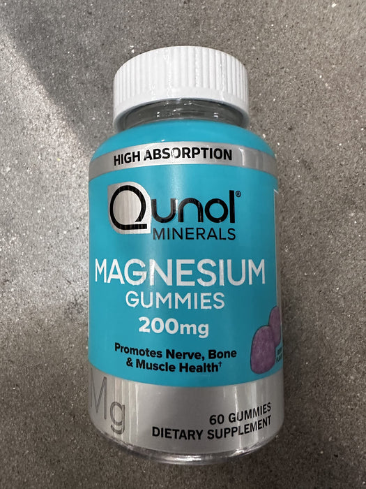 Qunol Magnesium Gummies 200mg High Absorption 60 Gummies Pack of 1