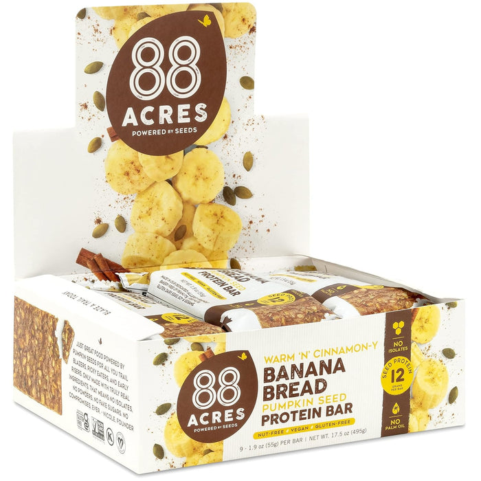 88 Acres - Protein Bar Banana Bread - Case Of 9-1.9 Oz