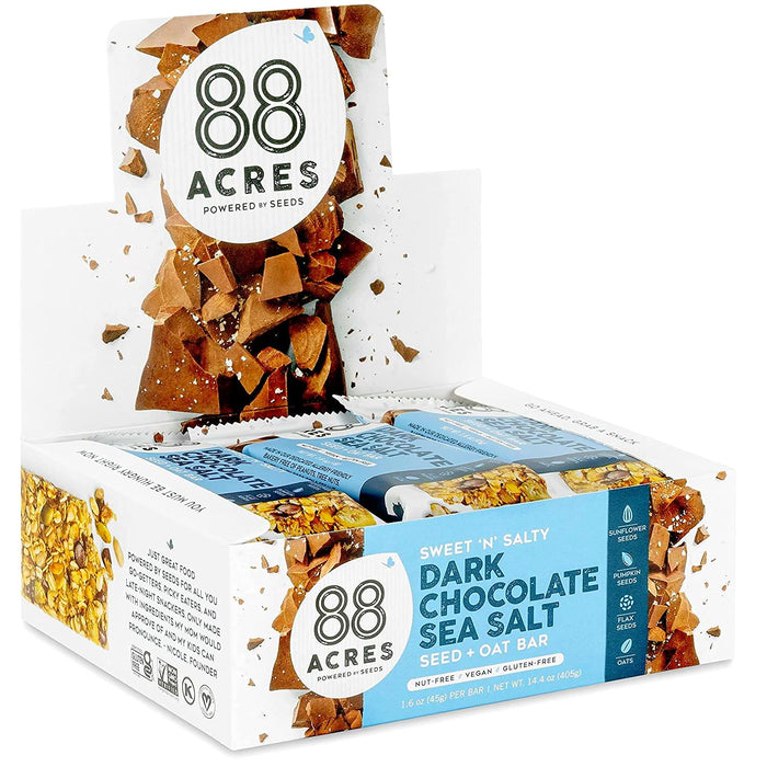 88 Acres - Bars - Chocolate And Sea Salt - Case Of 9 - 1.6 Oz.