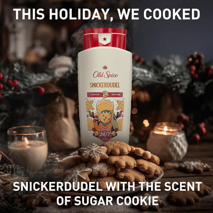 Body Wash for Men, Holidudes Holiday Edition, 24/7 Holiday Freshness, Lasting Scent and Rich Lather, Stocking Stuffer, Snickerdudel Sugar Cookie Scent, 16 Oz