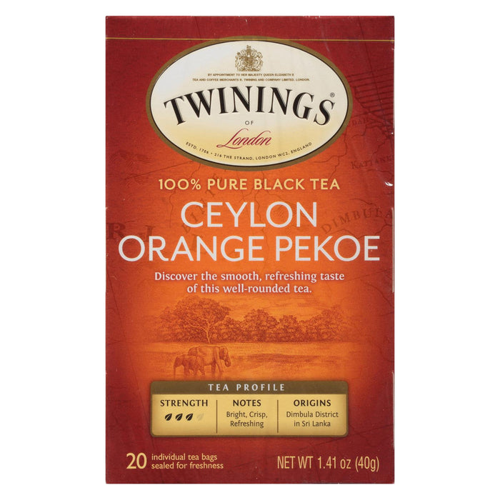 Twinings Tea Black Tea - Ceylon Orange Pekoe - Case Of 6 - 20 Bags