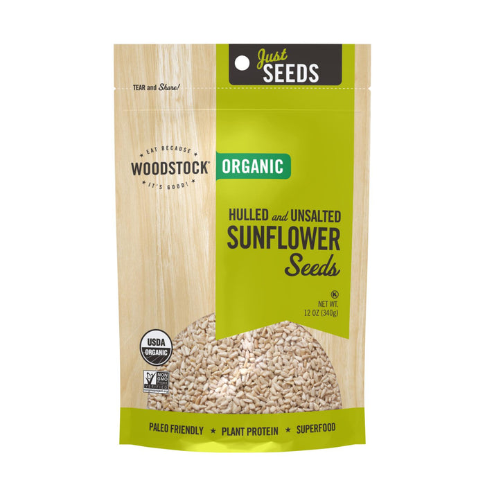 Woodstock Organic Hulled And Unsalted Sunflower Seeds - Case Of 8 - 12 Oz