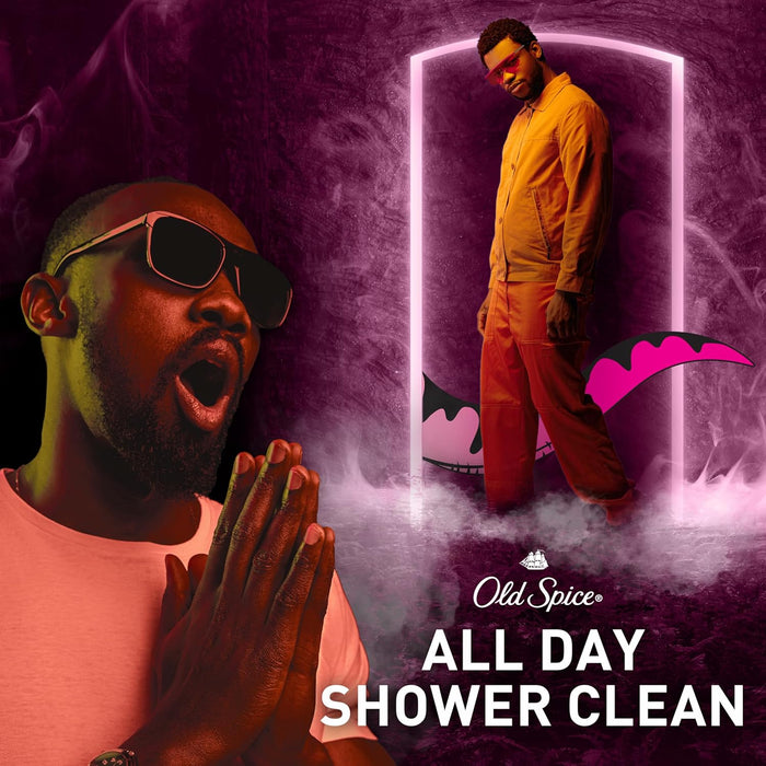 Cleansing Body Wash for Men, 3X Defense, 24/7 Shower Fresh with Lasting Scent, 2-In-1 Body & Face Wash, Raptorstrike with Dark Berry Scent, 33.4 Oz