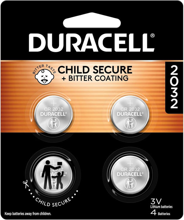 2032 Lithium Battery, 4 Count (Pack of 1), Compatible with Airtag, Child Safety Features, Key Fob, CR2032 3V Cell