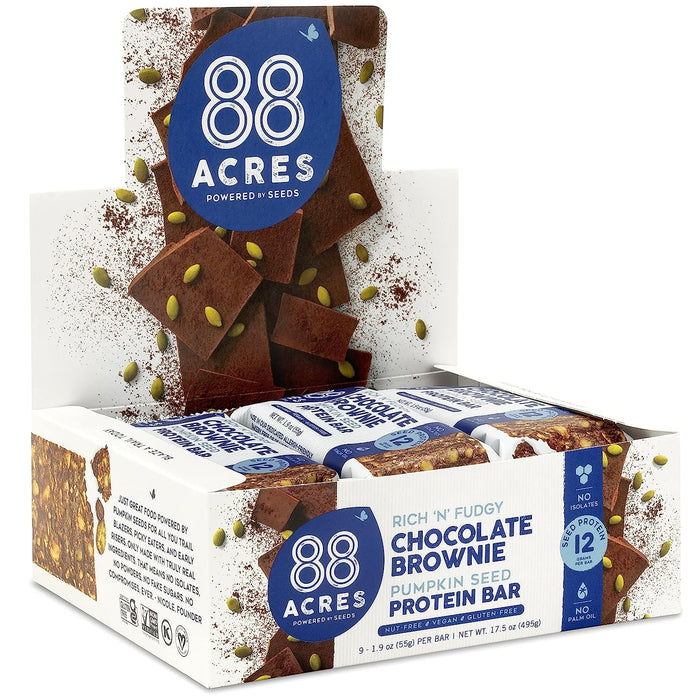 88 Acres - Protein Bar Dark Chocolate Brownie - Case Of 9-1.9 Oz