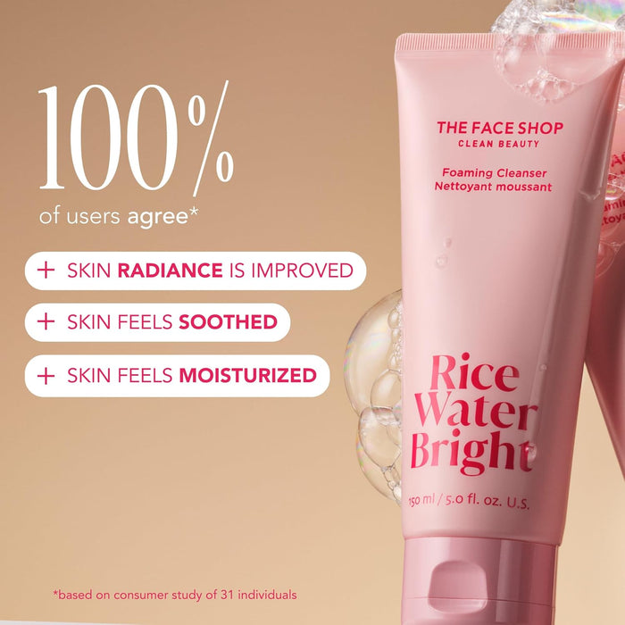 Rice Water Bright Travel Kit, Korean Skin Care Set with Ceramide, Gift Set - Gentle Face Wash & Vegan Skin Care (Serum, Cream, Eye Cream), Hydrating for Dry Skin, Daily Face Moisturizer