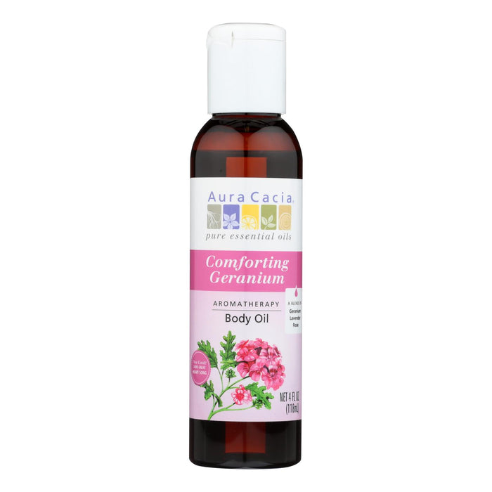 Aura Cacia - Aromatherapy Body Oil Comforting Geranium - 4 Fl Oz