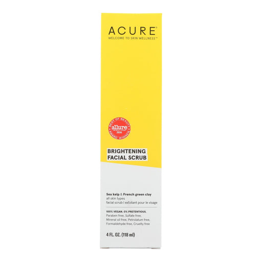 Acure - Brightening Facial Scrub - Argan Extract And Chlorella - 4 Fl Oz. Biskets Pantry 