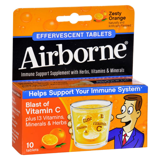 Airborne - Effervescent Tablets With Vitamin C - Zesty Orange - 10 Tablets Biskets Pantry 