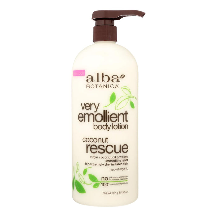 Alba Botanica - Body Lotion - Very Emollient - Coconut Rescue - 32 Oz Biskets Pantry 