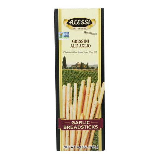 Alessi - Breadsticks - Garlic - Case Of 12 - 4.4 Oz. Biskets Pantry 