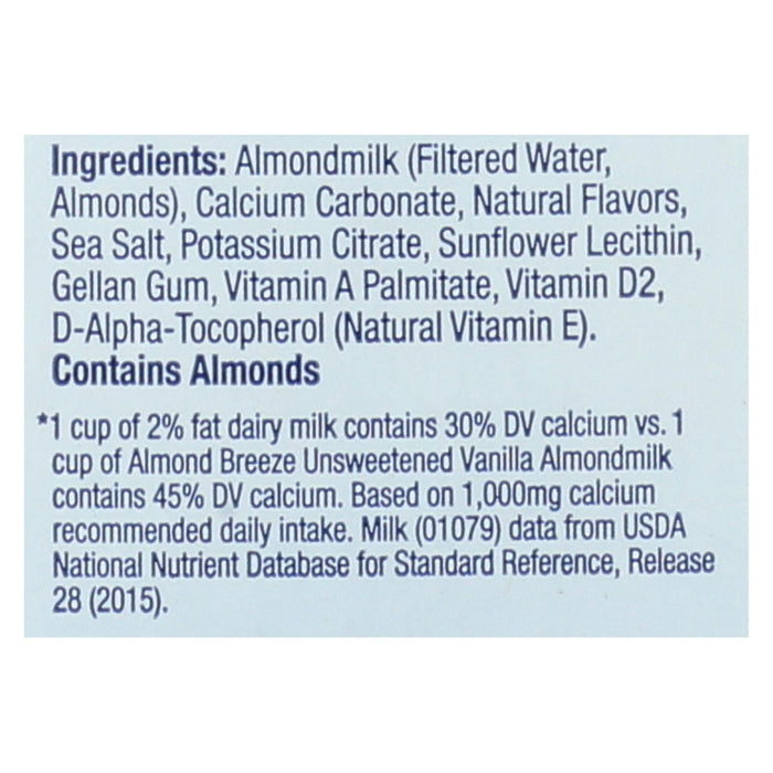 Almond Breeze - Almond Milk - Unsweetened Vanilla - Case Of 8 - 64 Fl Oz. Biskets Pantry 