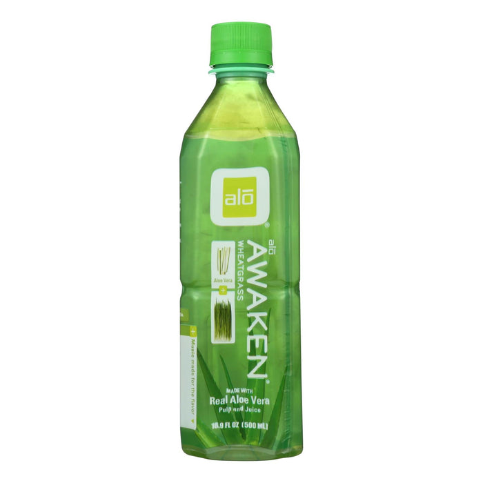 Alo Original Awaken Aloe Vera Juice Drink  - Wheatgrass - Case Of 12 - 16.9 Fl Oz. Biskets Pantry 