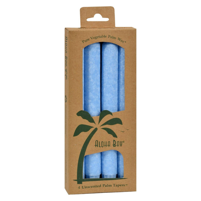 Aloha Bay - Palm Tapers - Light Blue Candles - Unscented - 4 Pack Biskets Pantry 