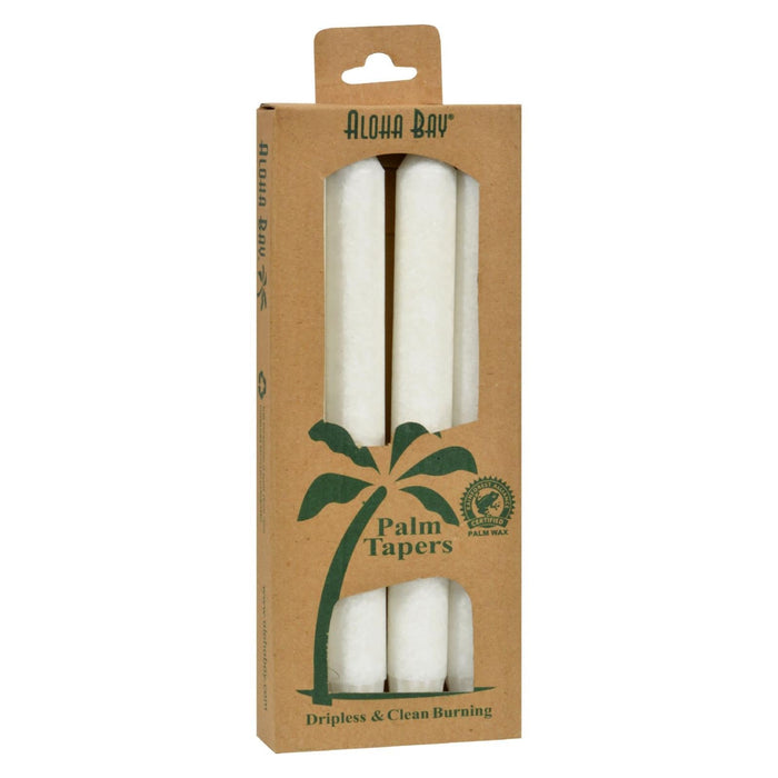 Aloha Bay - Palm Tapers - White - 4 Candles Biskets Pantry 